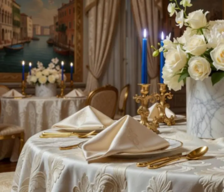 Décors vénitiens avec marbre clair et dorures pour événements privés