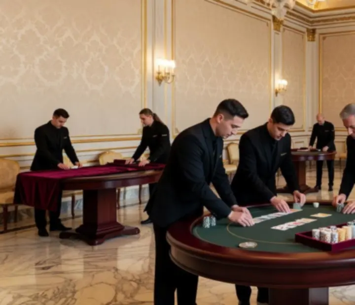 Préparation d'un événement poker récréatif par l'équipe Rivelia FR