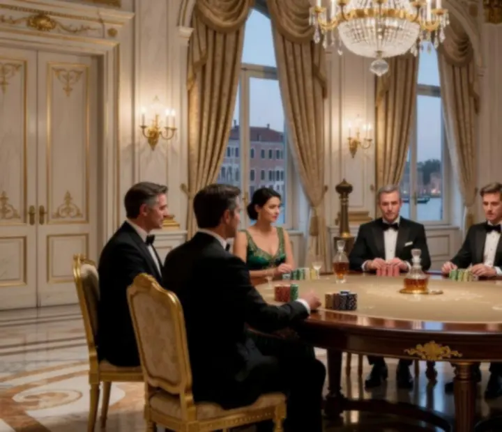 Table de poker récréatif dans un décor vénitien luxueux