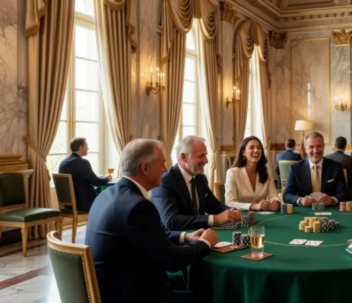 Événement corporate avec table de poker social et collaborateurs réunis